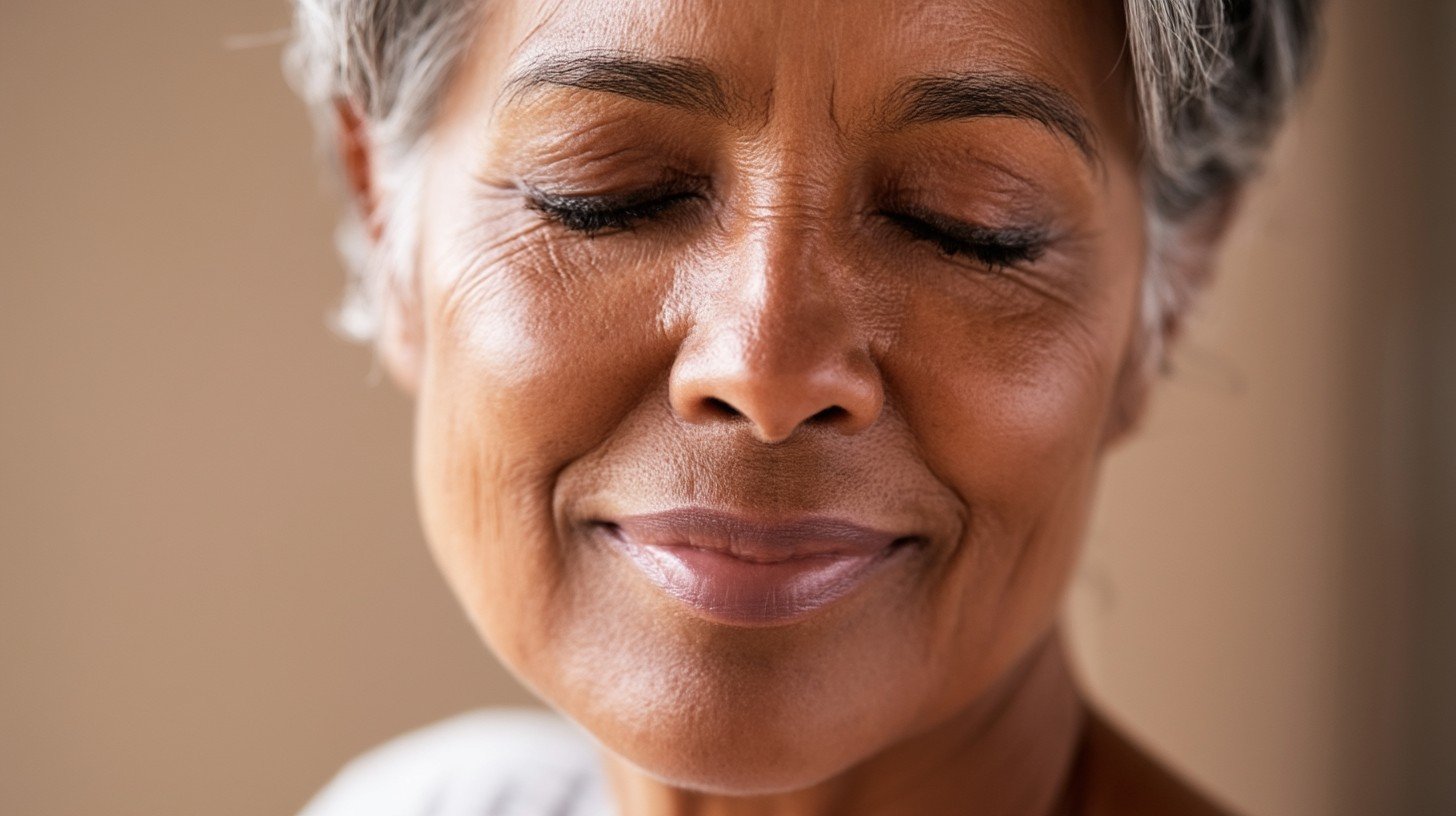 mindset and chronic pain woman eyes closed calm expression