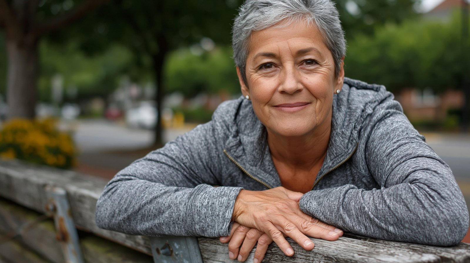 how does walking help arthritic knees woman stretching park bench morning