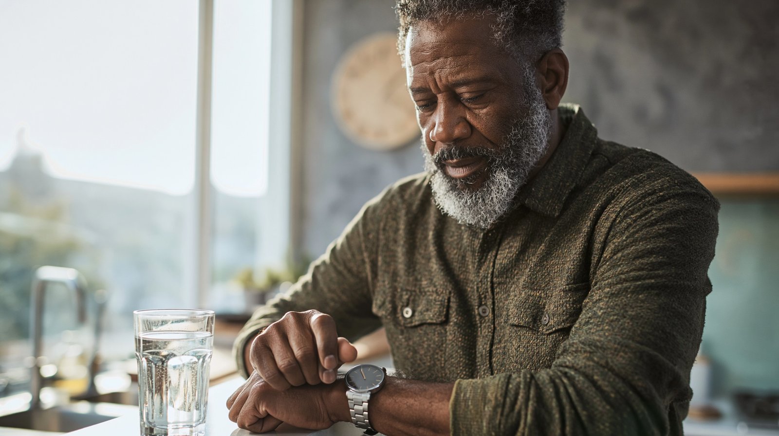 how long does morning knee stiffness last man checking watch kitchen morning