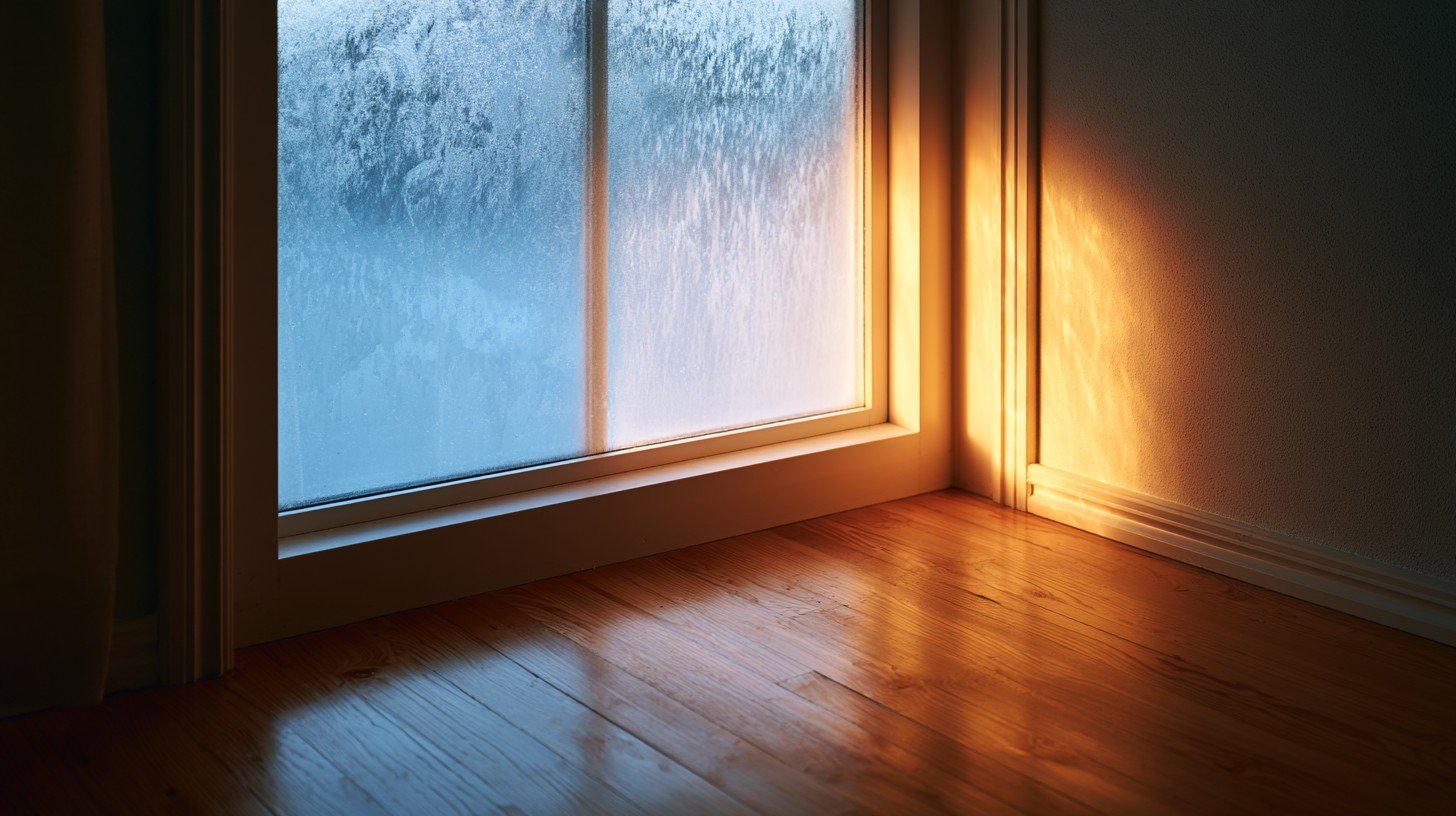 Warm morning light through a frosted window illustrating the contrast between indoor warmth and outdoor cold that triggers the three joint mechanisms behind cold weather knee stiffness.