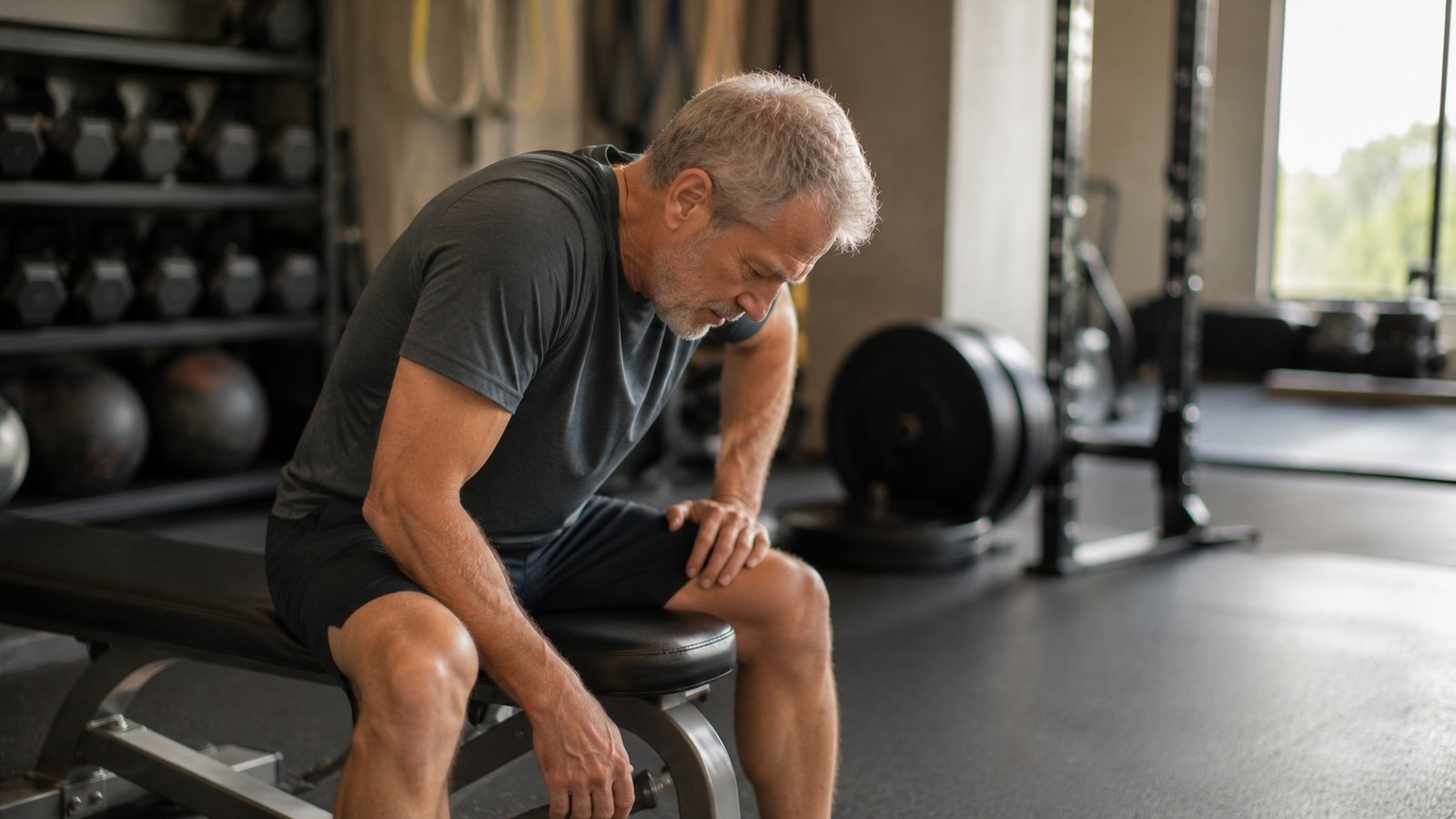 Man over 55 worn out by harder workouts, learning how to keep moving with knee pain over 55 a gentler way