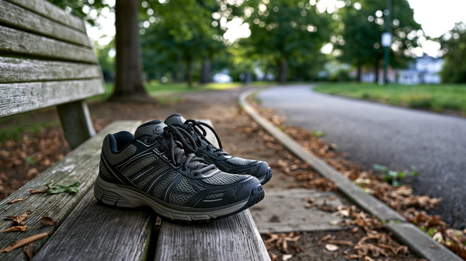 A gentle walking path and shoes showing a walking program for knee arthritis over 55 can be safe